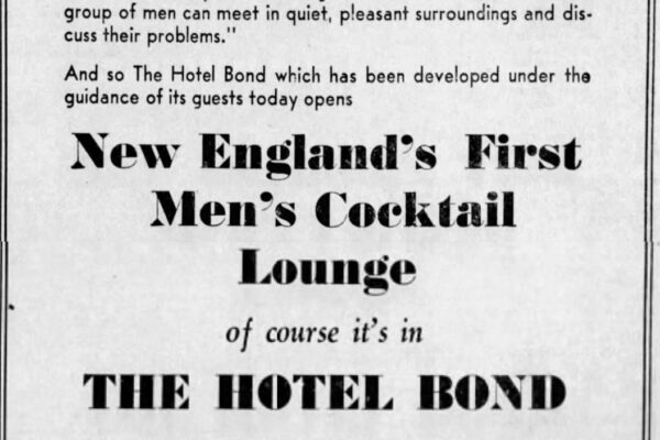 Men's Cocktail Lounge Ad Hotel Bond Hartford Connecticut Real Estate History